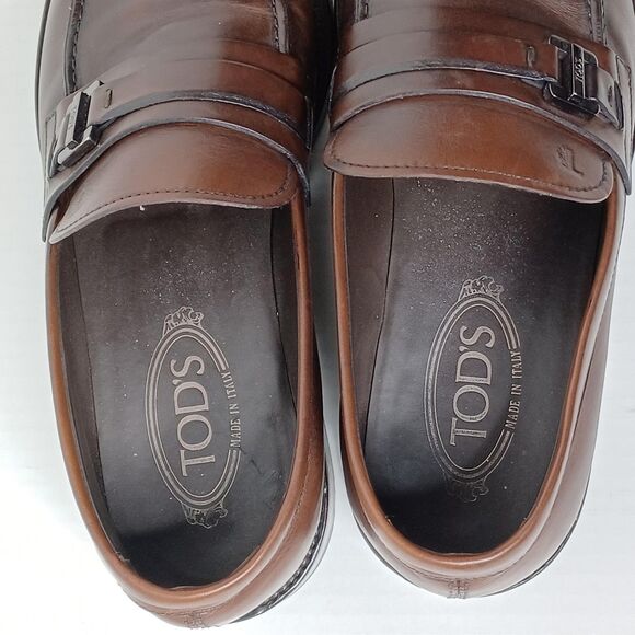 Tod's Leather Loafers Mens 7.5 Brown Bit Slip On Dress Shoes Made in Italy - Picture 11 of 13